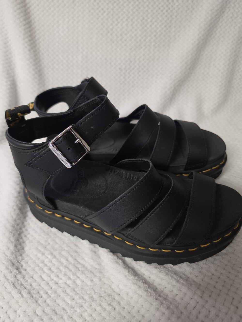 Dr. Martens Blaire Black Leather Platform Sandals Size 7 🖤 Excellent Condition